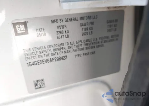 2010 Buick Lacrosse Cxs z USA, uszkodzony, nr VIN 1G4GE5EV6AF298422